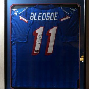 Drew Bledsoe Authentic Signed Navy Blue Pro Style Framed Jersey COA Hologram